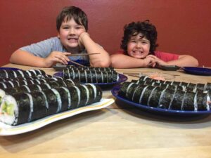 the boys with sushi
