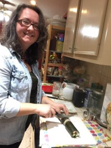 me cutting sushi rolls