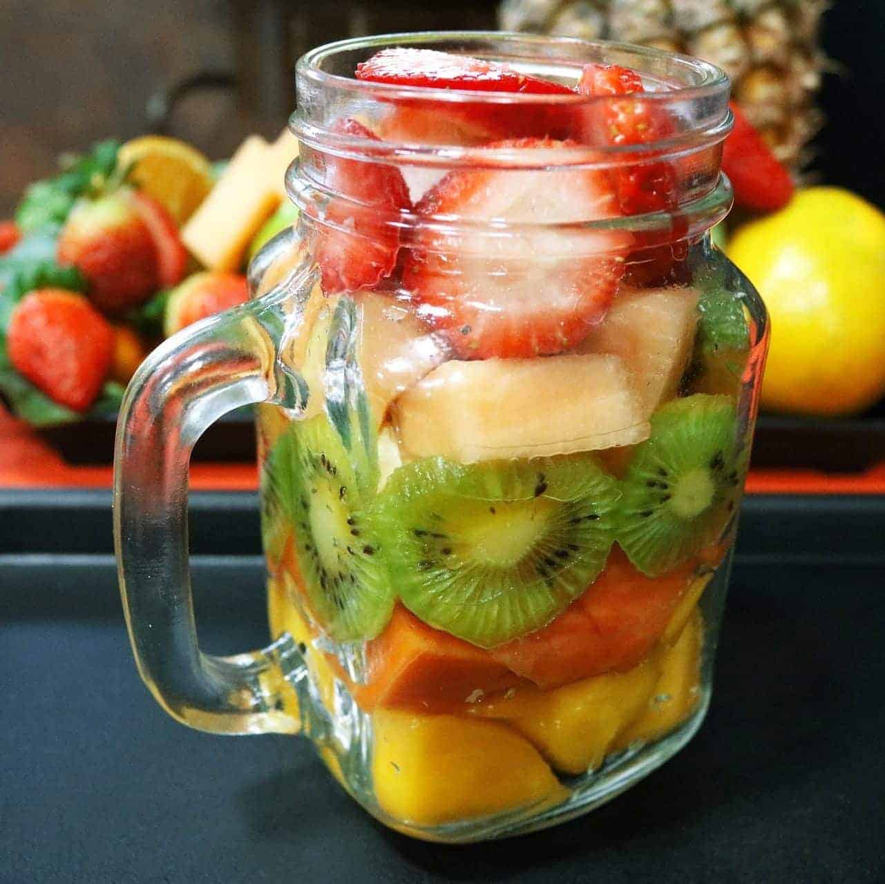 mixed fruits in a jar