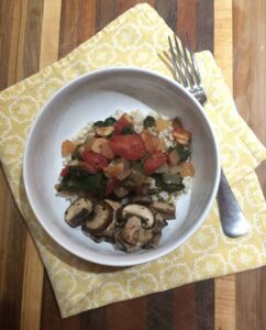 veggies on rice in a bowl