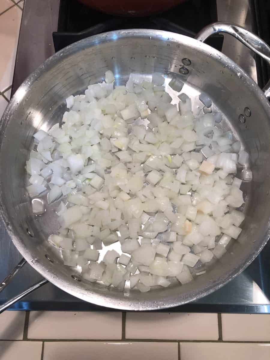 onions in pan