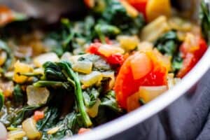 cooked spinach in pan