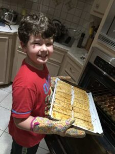 tofu being put in oven