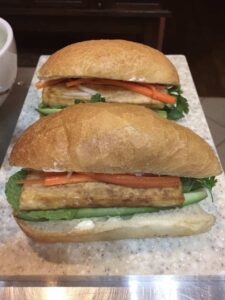 vietnamese vegan banh mi on platter