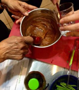 spicy peanut sauce in process