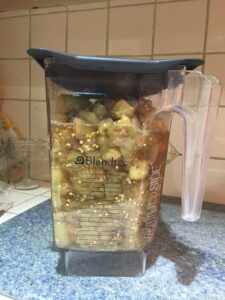 cooked eggplant in blender