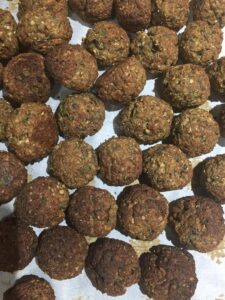 eggplant meat balls on a baking tray