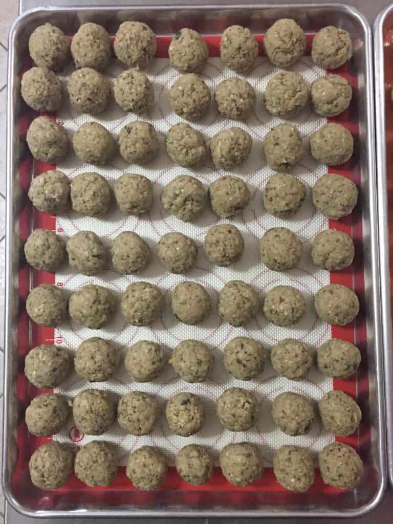 vegan eggplant meatballs before being baked