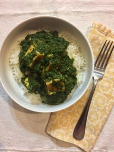 finished saag paneer close up