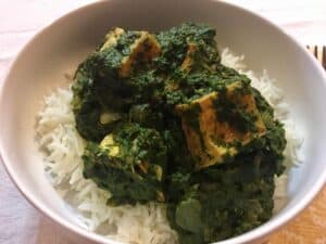 vegan saag paneer UBER close up