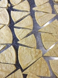 homemade tortilla chips on a tray