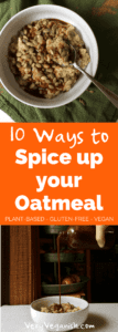 oatmeal with pumpkin seeds on top and pumpkin spice syrup