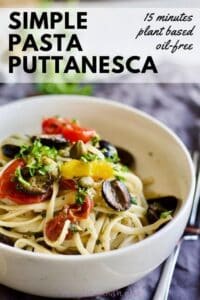 pinterest image for one pot pasta puttanesca
