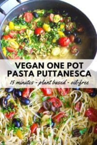 pinterest image for one pot pasta puttanesca