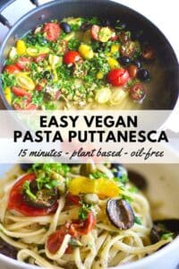 pinterest image for one pot pasta puttanesca