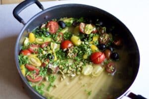 before process shot of all ingredients in pot