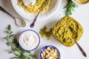 pesto and ingredients