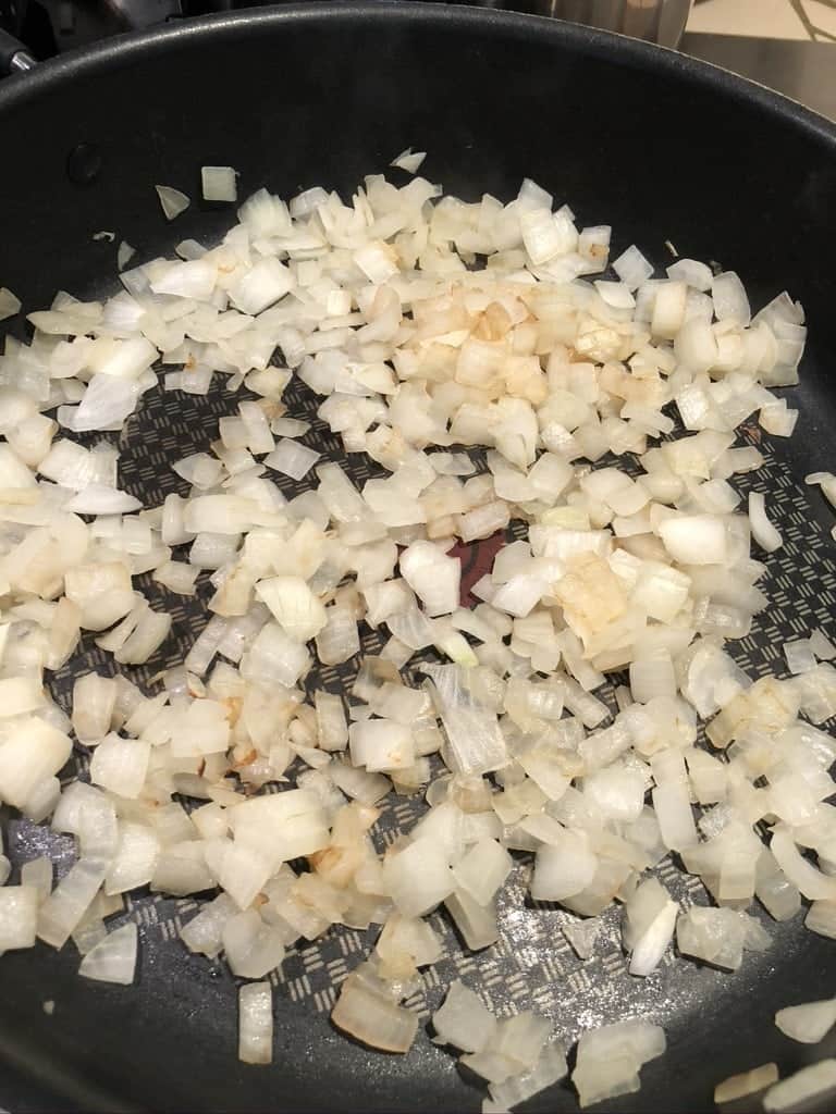 process - onions in pan