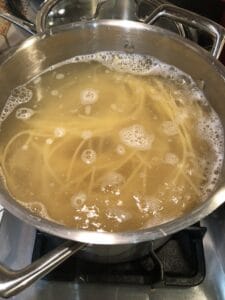 process shot - boiling noodles