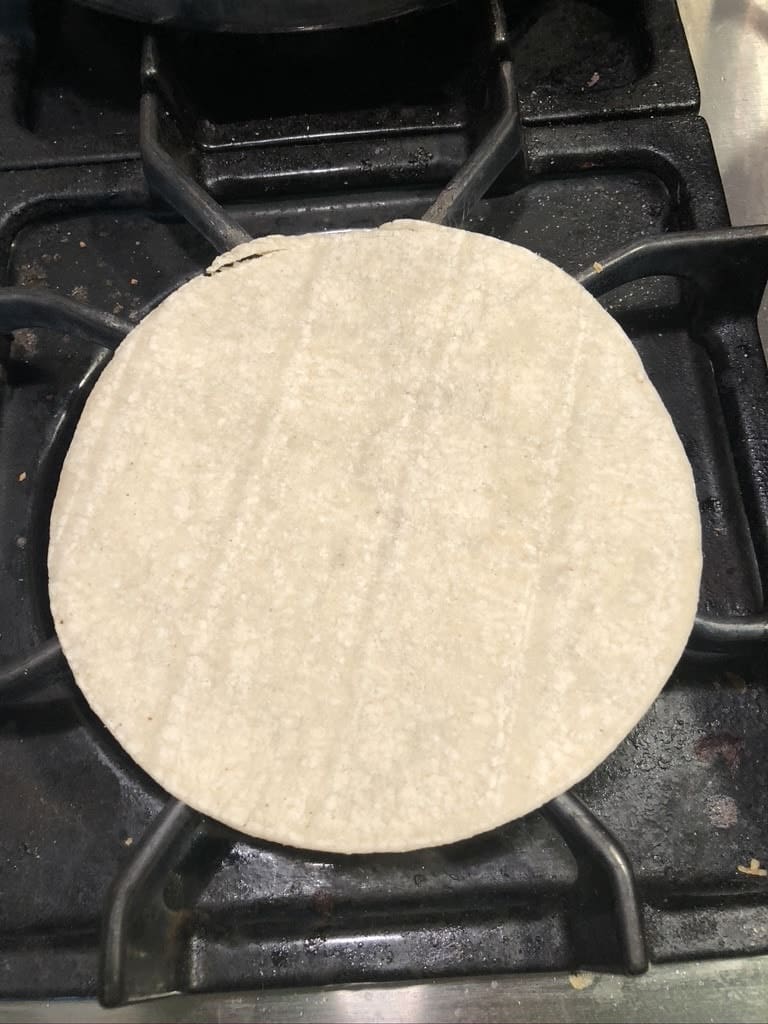 process - warming corn tortillas