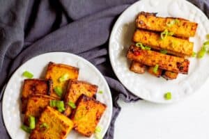 two plates of tofu