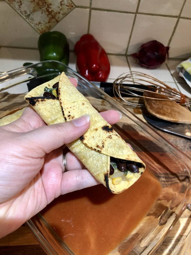 step 3 - fold tortilla
