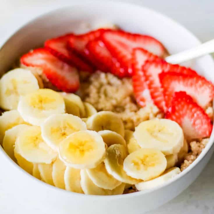 Breakfast Couscous Bowl with Banana and Strawberries - Very Veganish