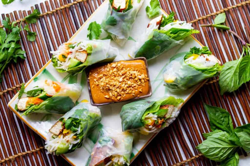 plate of spring rolls