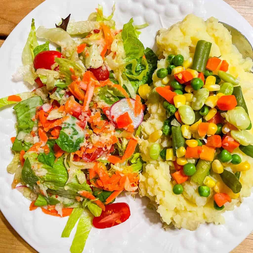 plate of veggies and potato