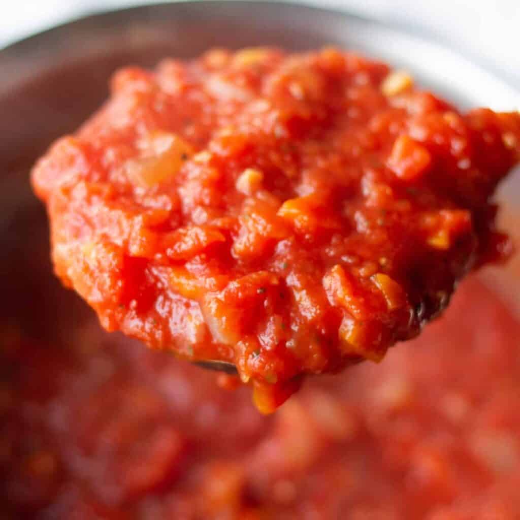 closeup of tomato sauce
