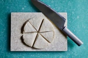 Cutting homemade tortilla chips