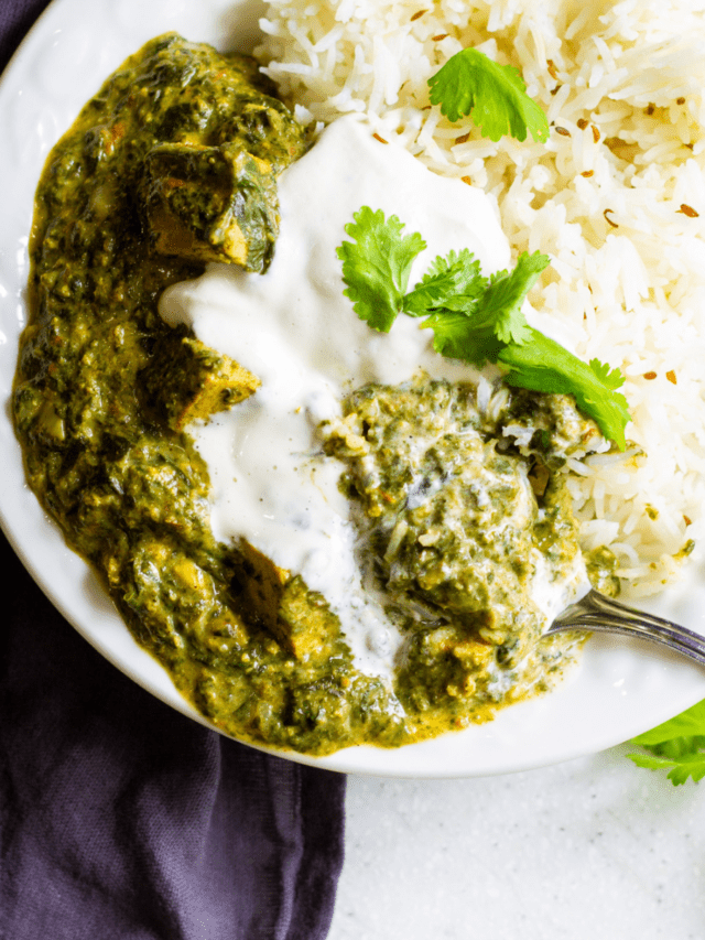 Indian Saag Paneer (dairy-free, vegan)