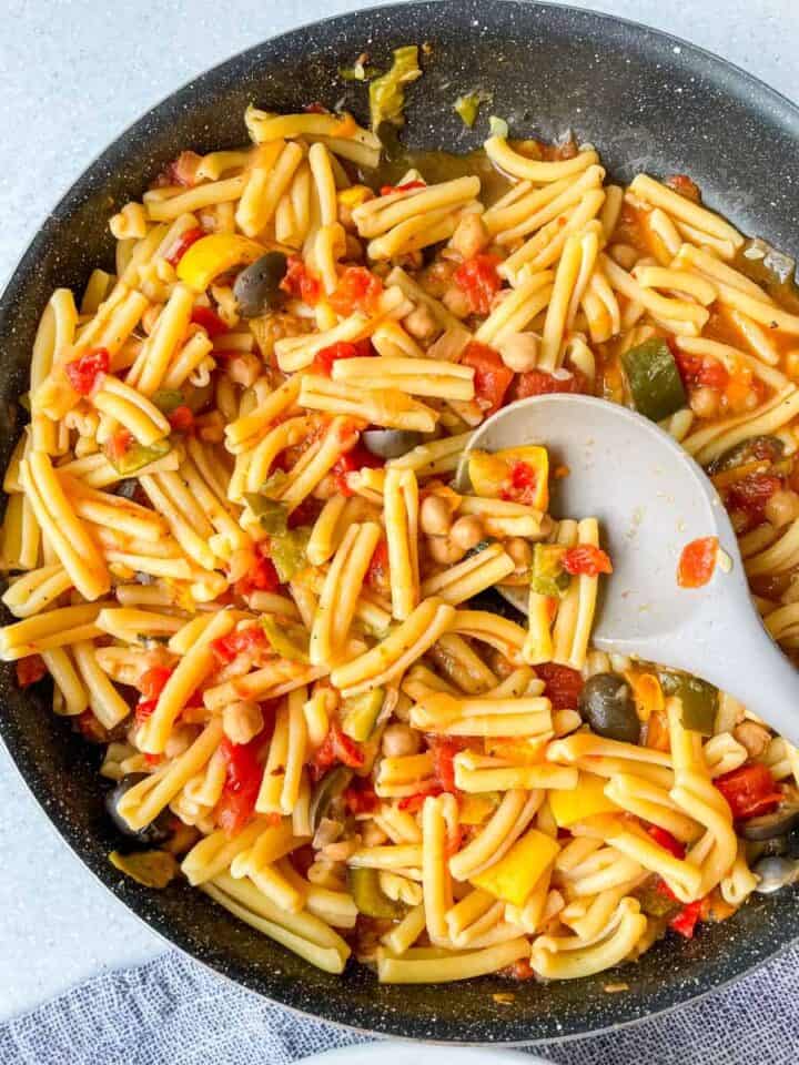 Casarecce Pasta with Mediterranean Vegetables - Very Veganish