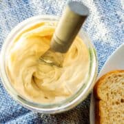 spreader in jar of vegan mayo