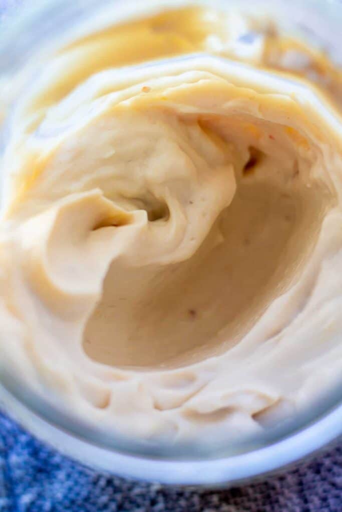 closeup of mayo in jar