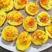 vegan deviled eggs out of baby potatoes
