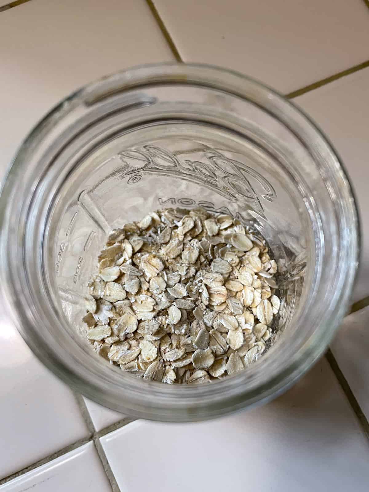 Step 1.1 add oats to jar