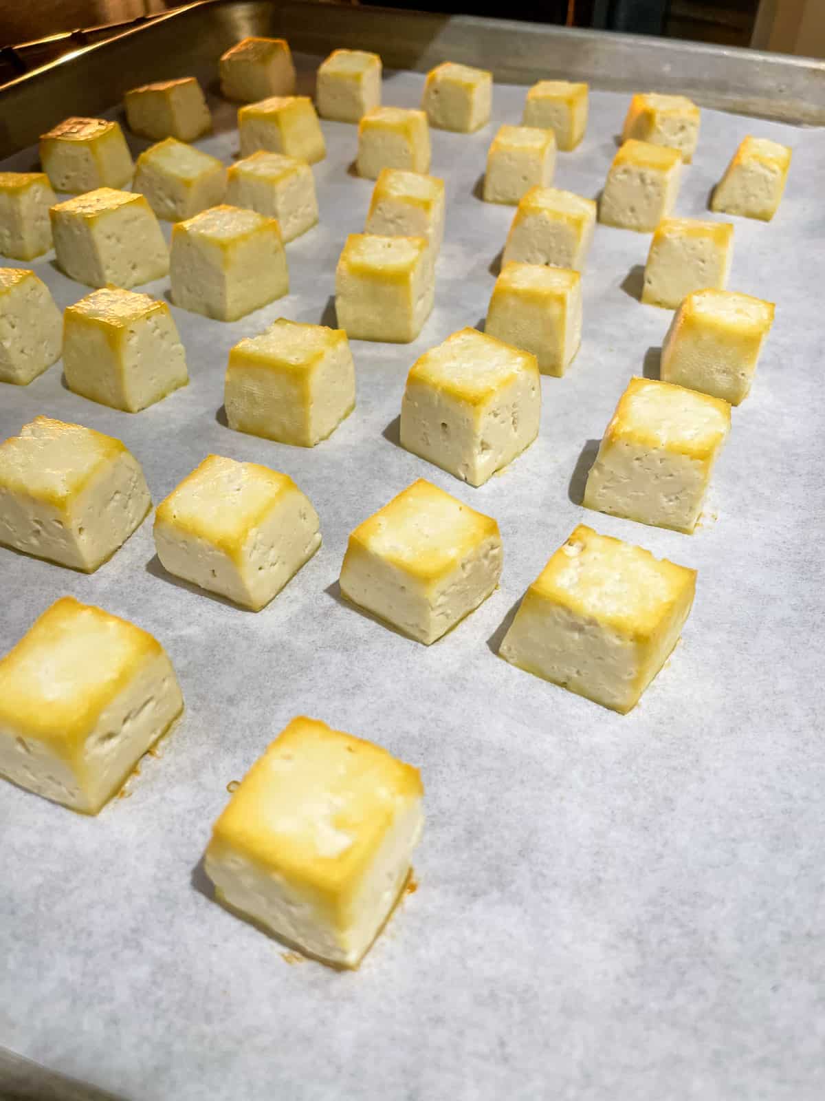 Step 9.1 baked tofu paneer cubes