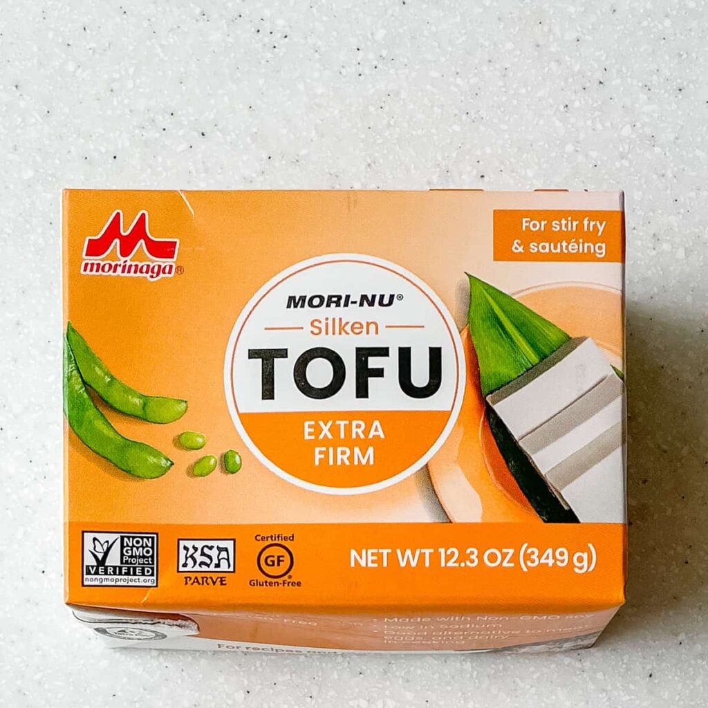 box of morinu extra firm silken tofu