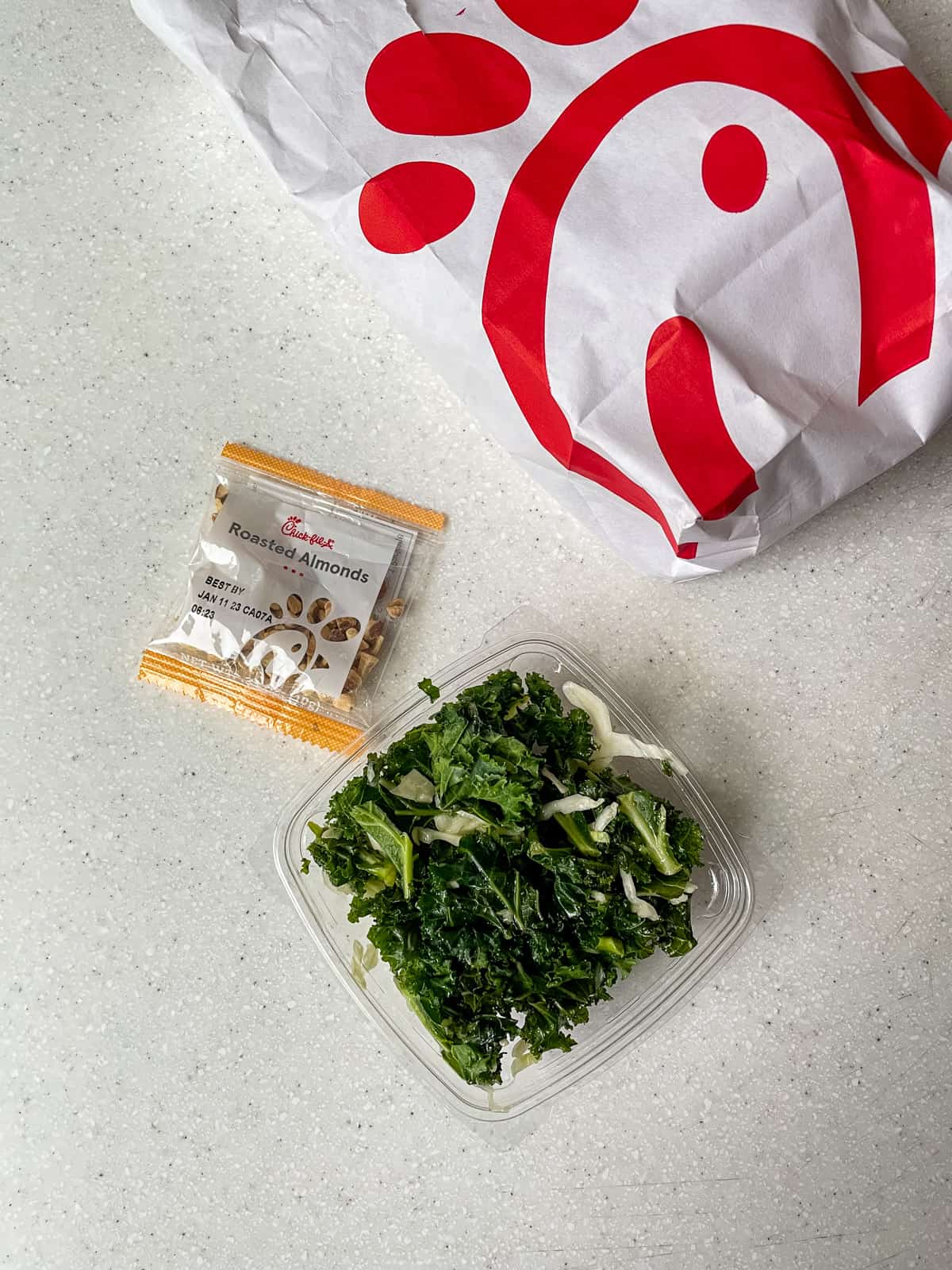 Process chick-fil-a kale crunch salad with bag