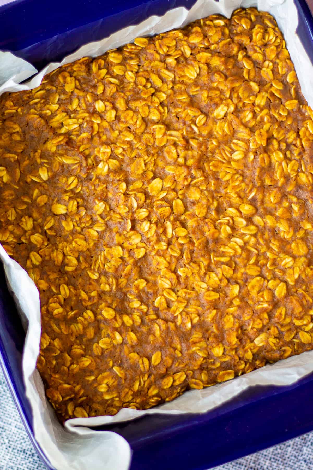 pumpkin pie oatmeal in baking dish