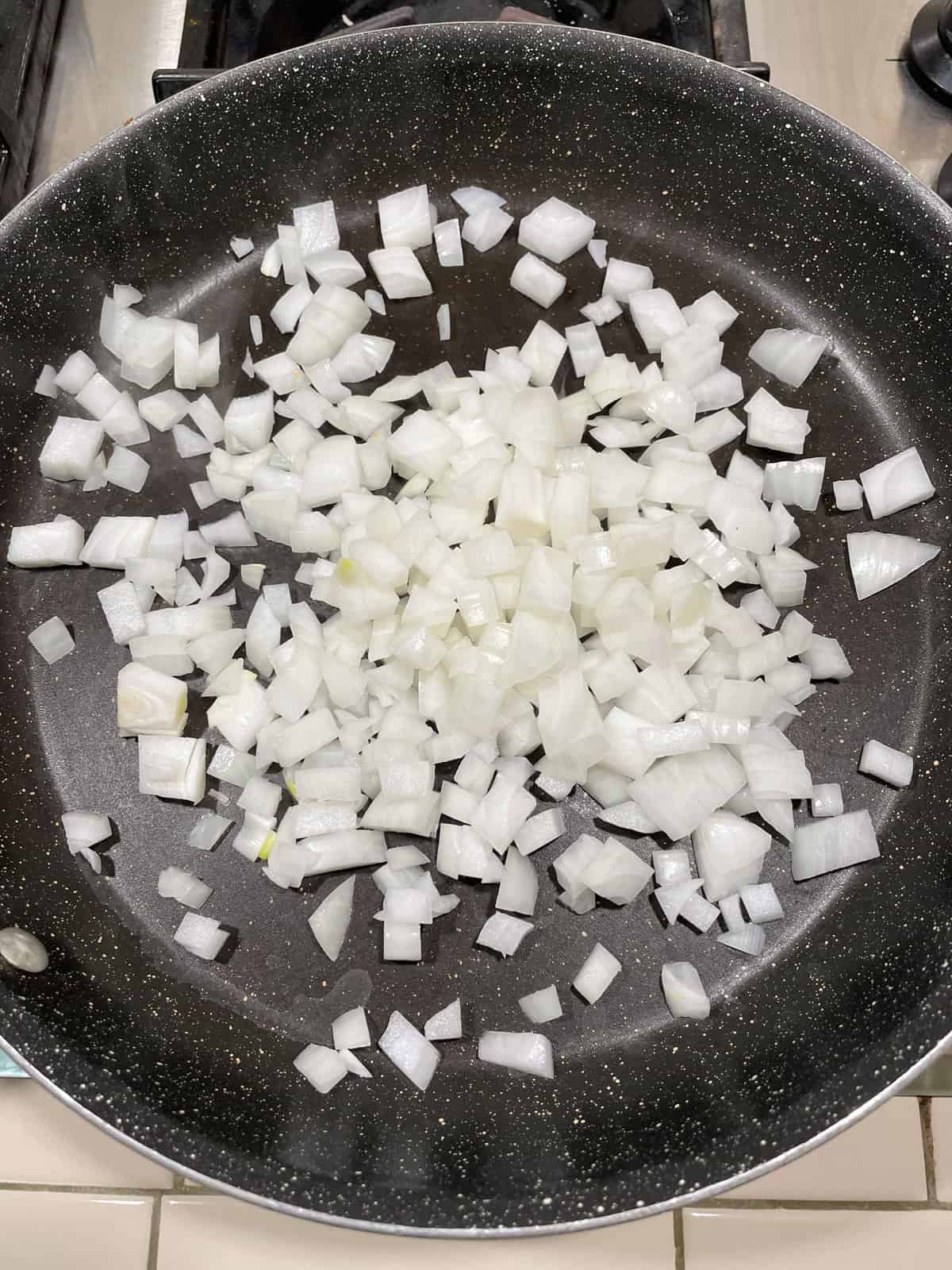 step 1 process cook onions in pan