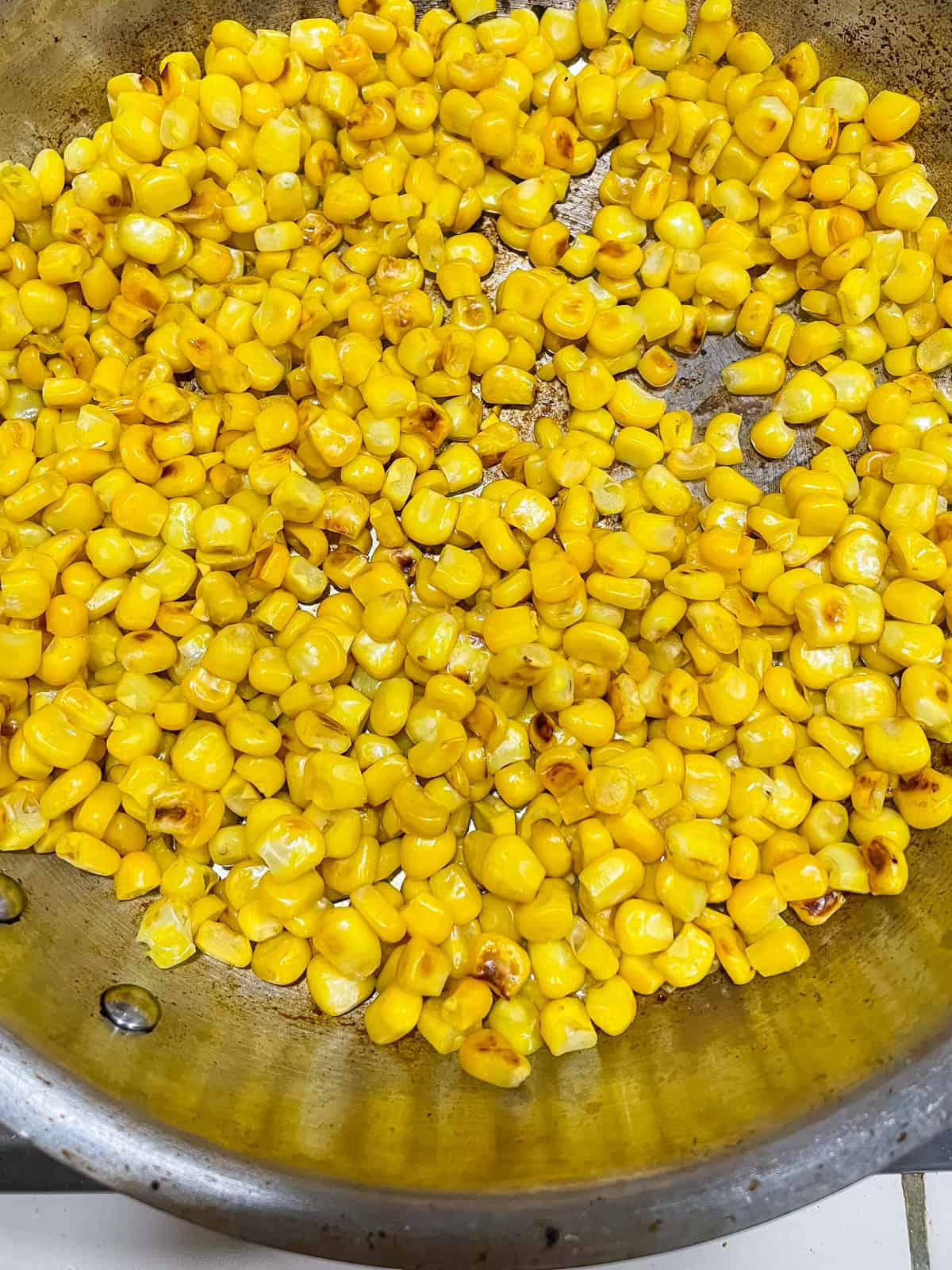 Process step 2 allow corn to char in hot pan
