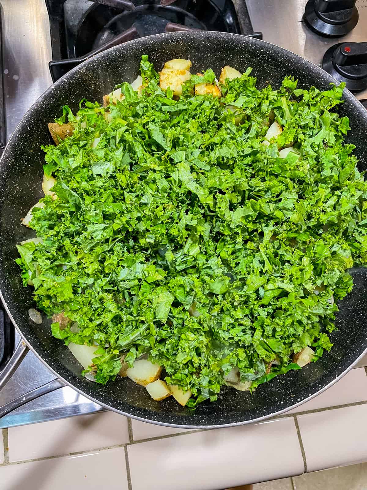 Process step 3 add kale and saute until wilted