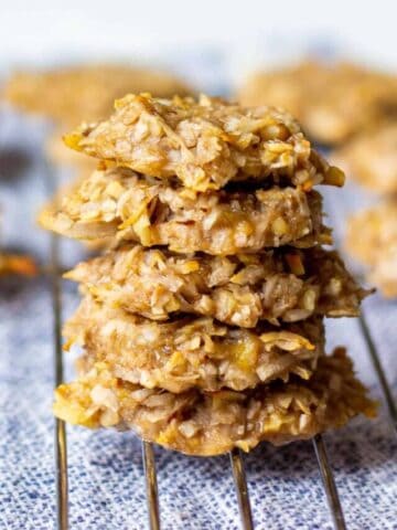5 Tasty looking stacked Banana Coconut Cookies