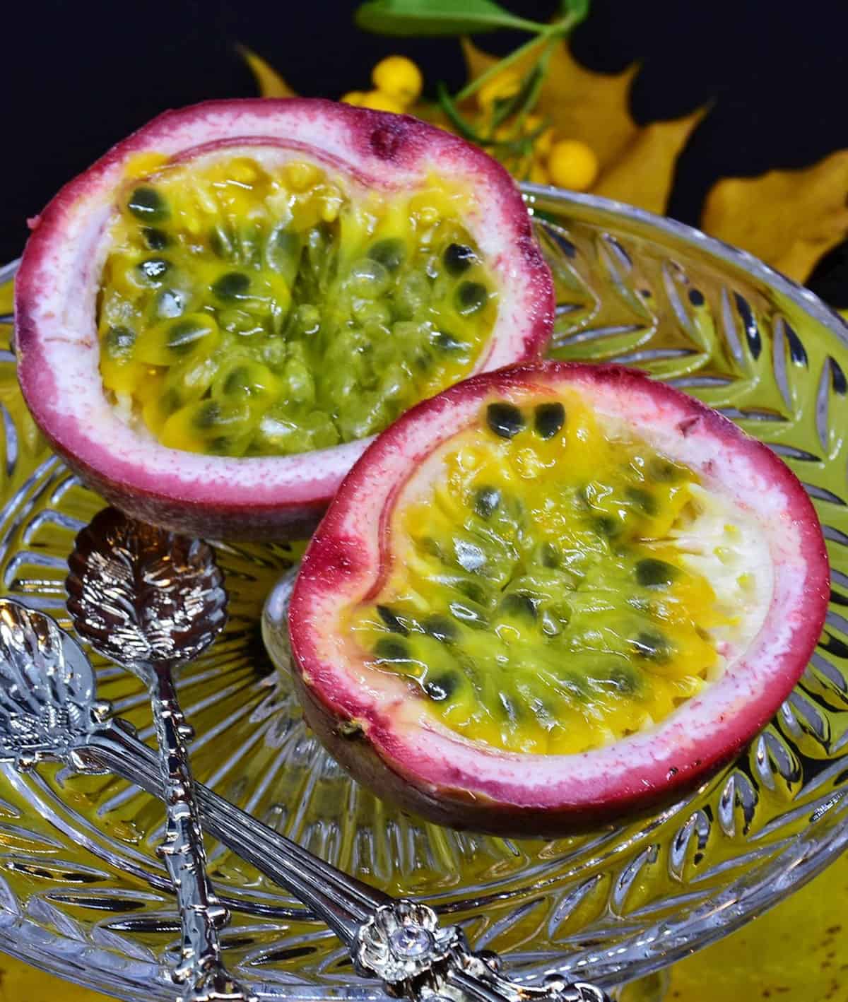 pink passionfruit cut