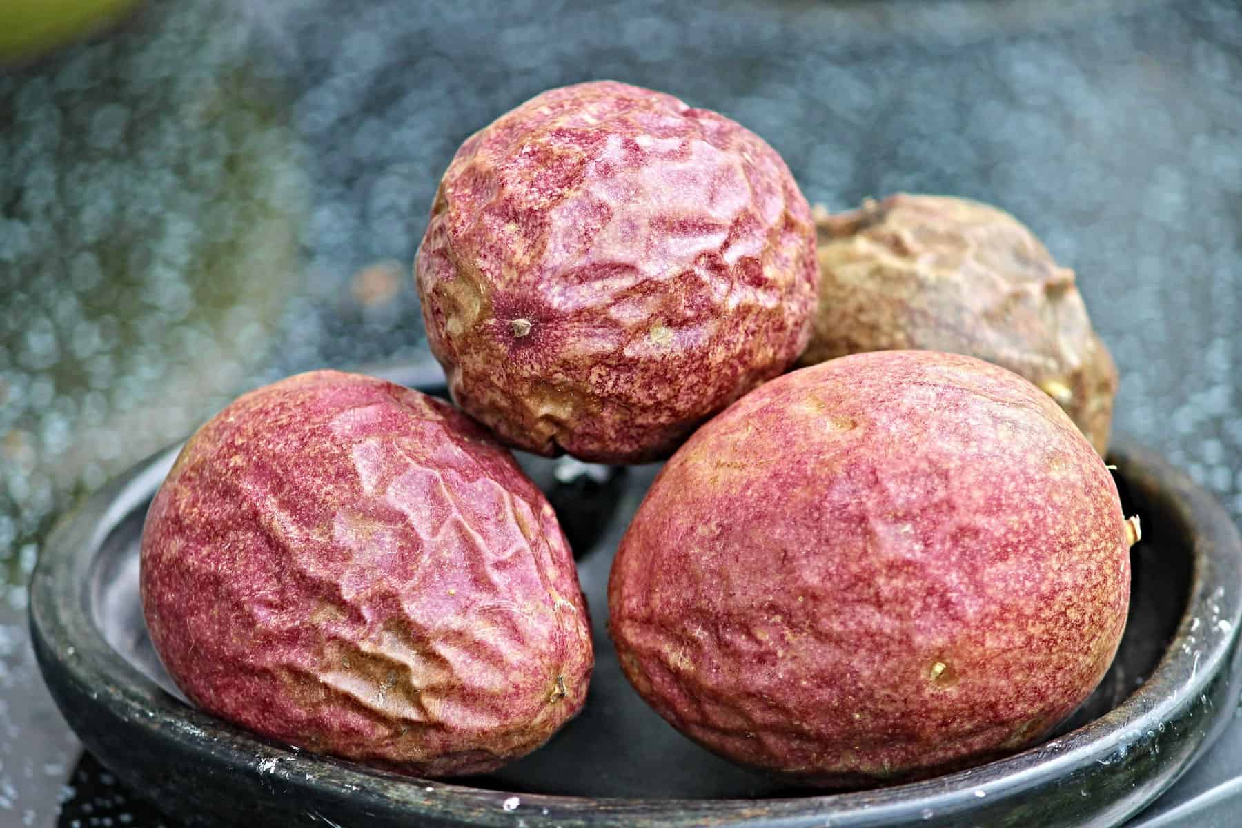 pink passionfruit on plate