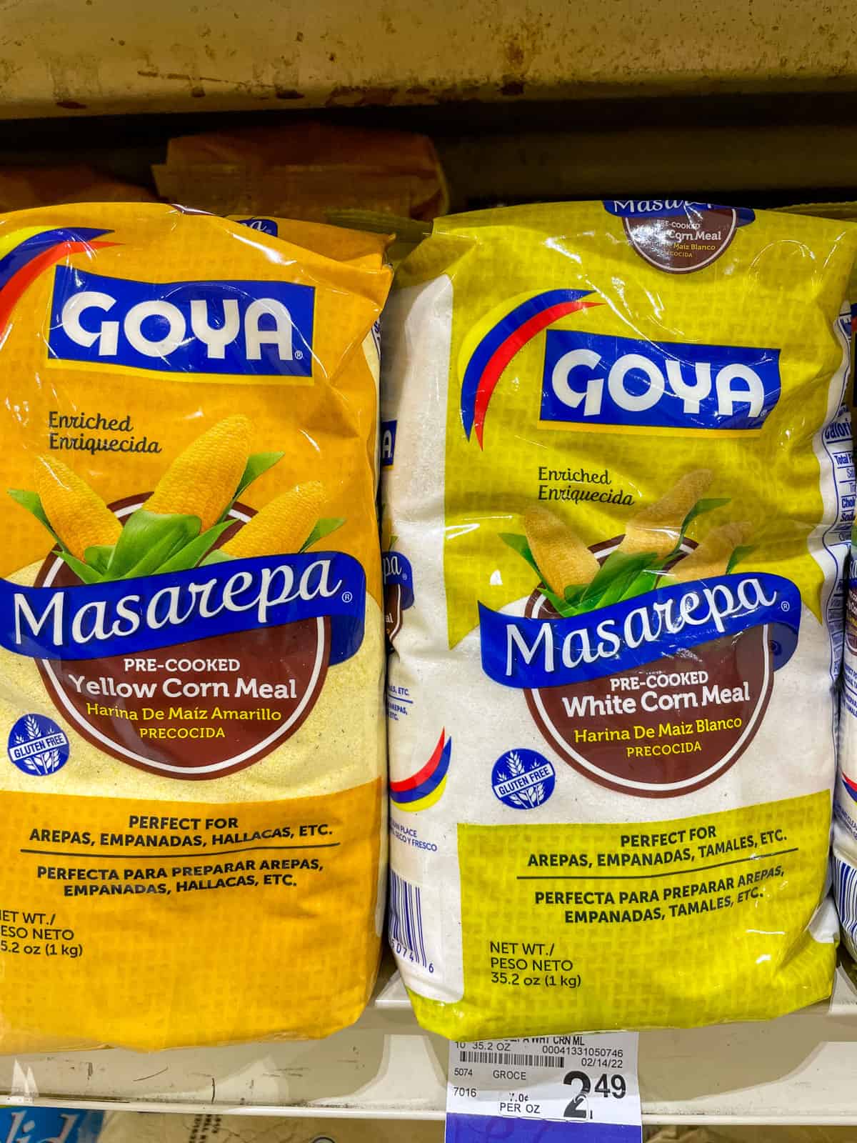 2 bags of GOYA brand masarepa for making arepas