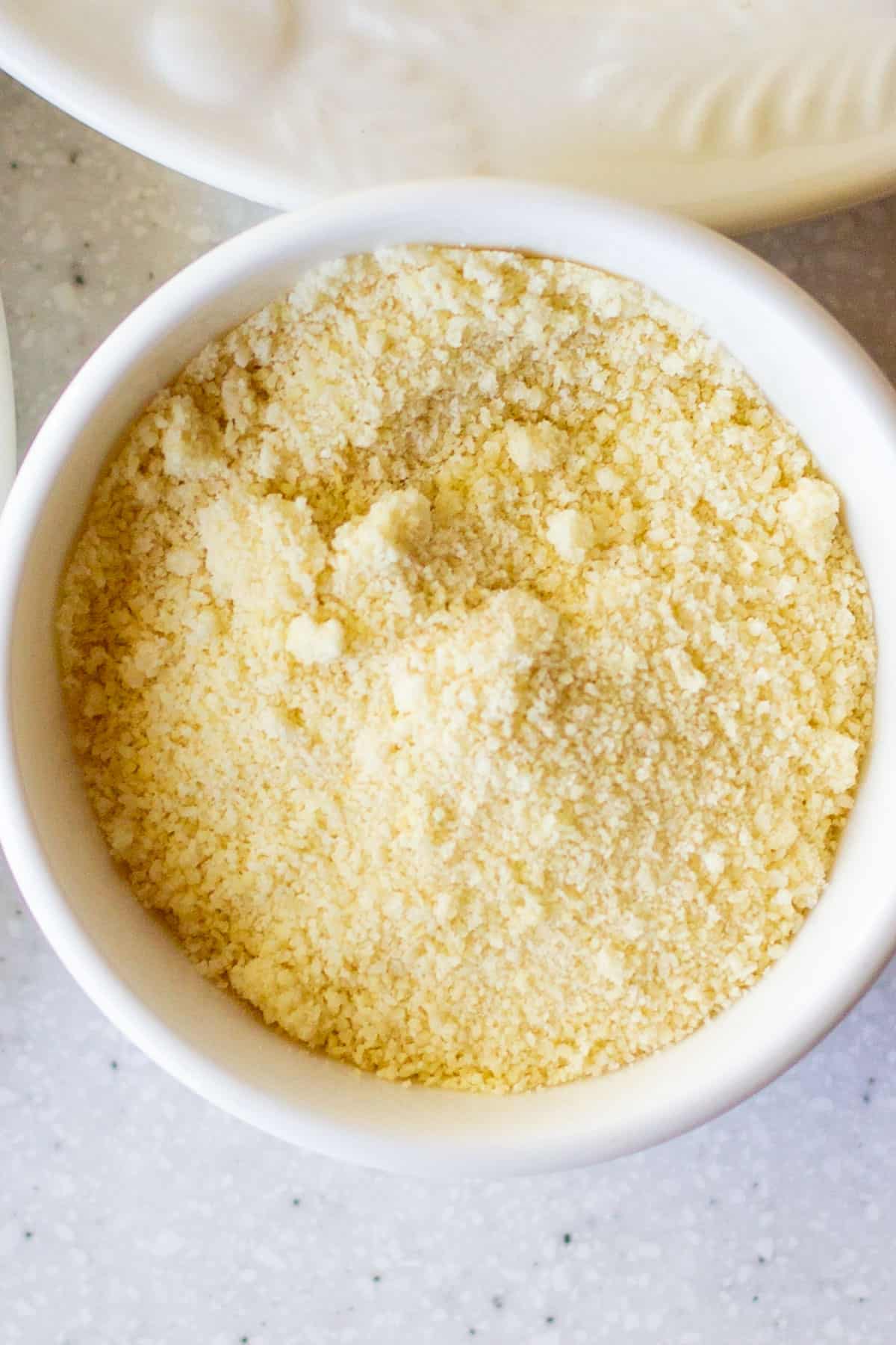 blanched almond flour in white bowl