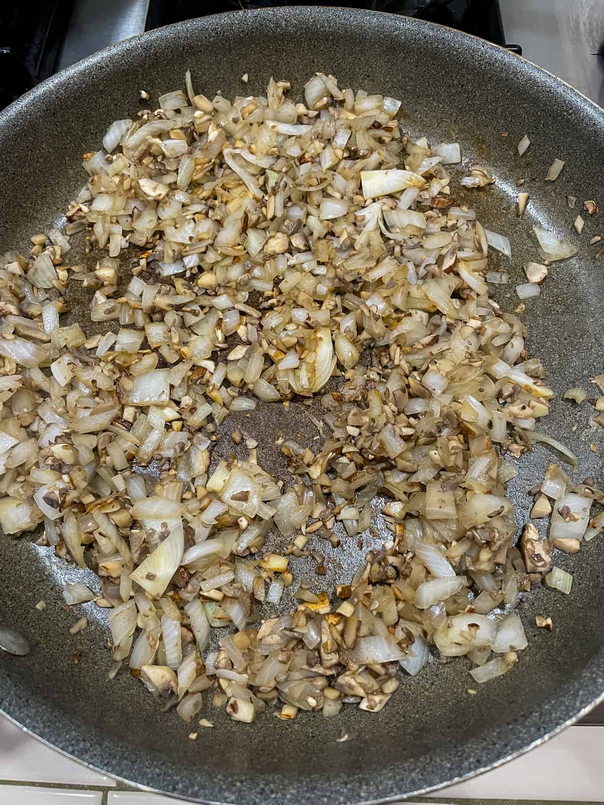 Step 2 - cook mushroom and onion until softened
